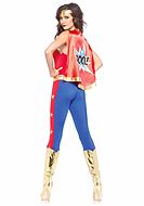 Wonder Woman, body costume, belt, headband, cape, stars